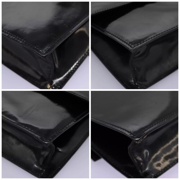 CELINE Chain Shoulder Bag Enamel Black Silver Auth ar13323 - Picture 15 of 16